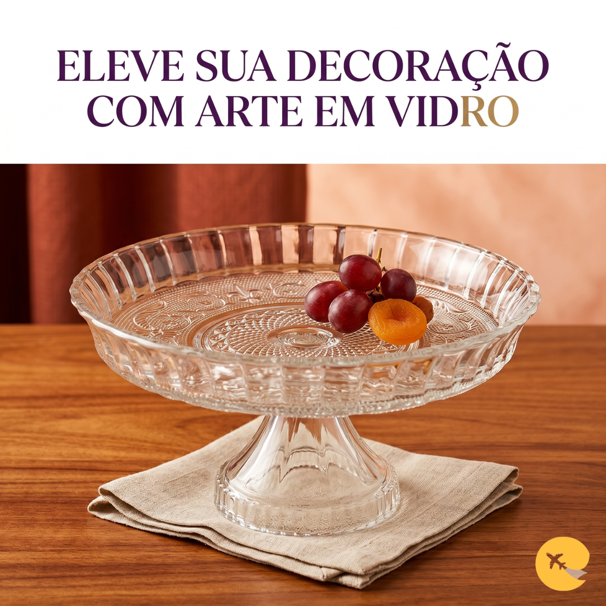 CENTRO DE MESA COM PE VIDRO