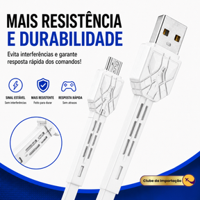 Cabo Carregador Micro Usb V8 Resistente Estilo Gamer - BRANCO