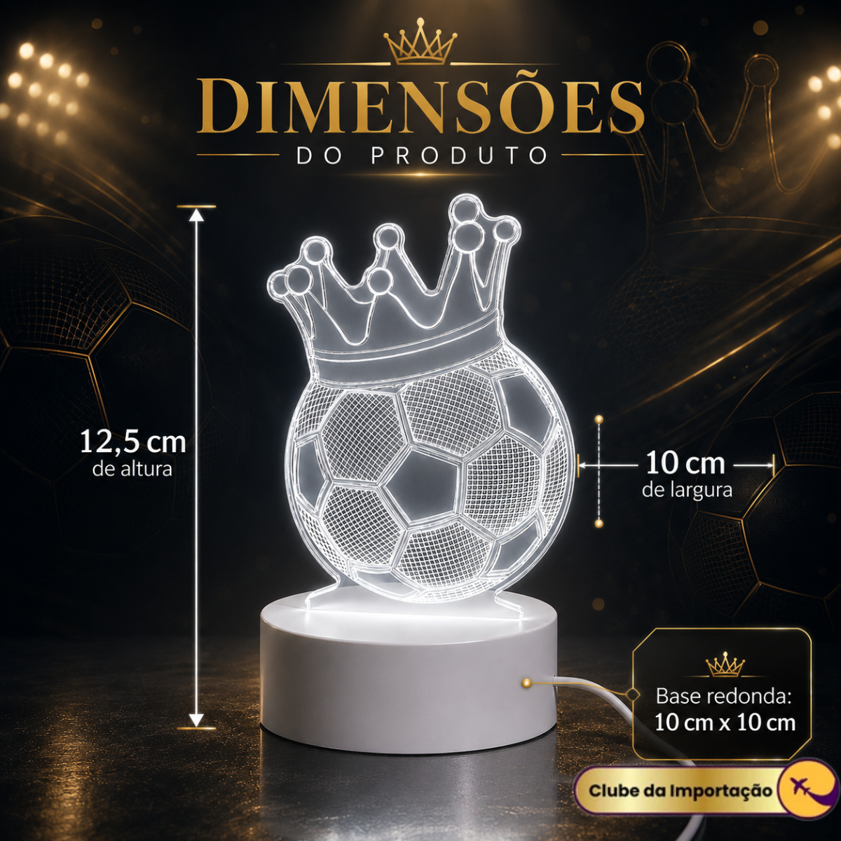 LUMINARIA LED BOLA DE FUTEBOL COM COROA
