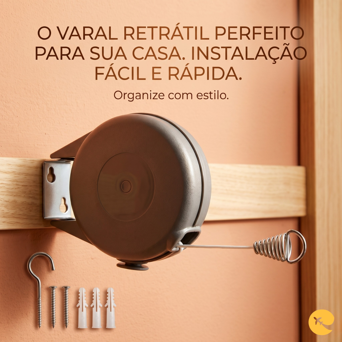 VARAL RETRATIL DE PAREDE COM CORDA
