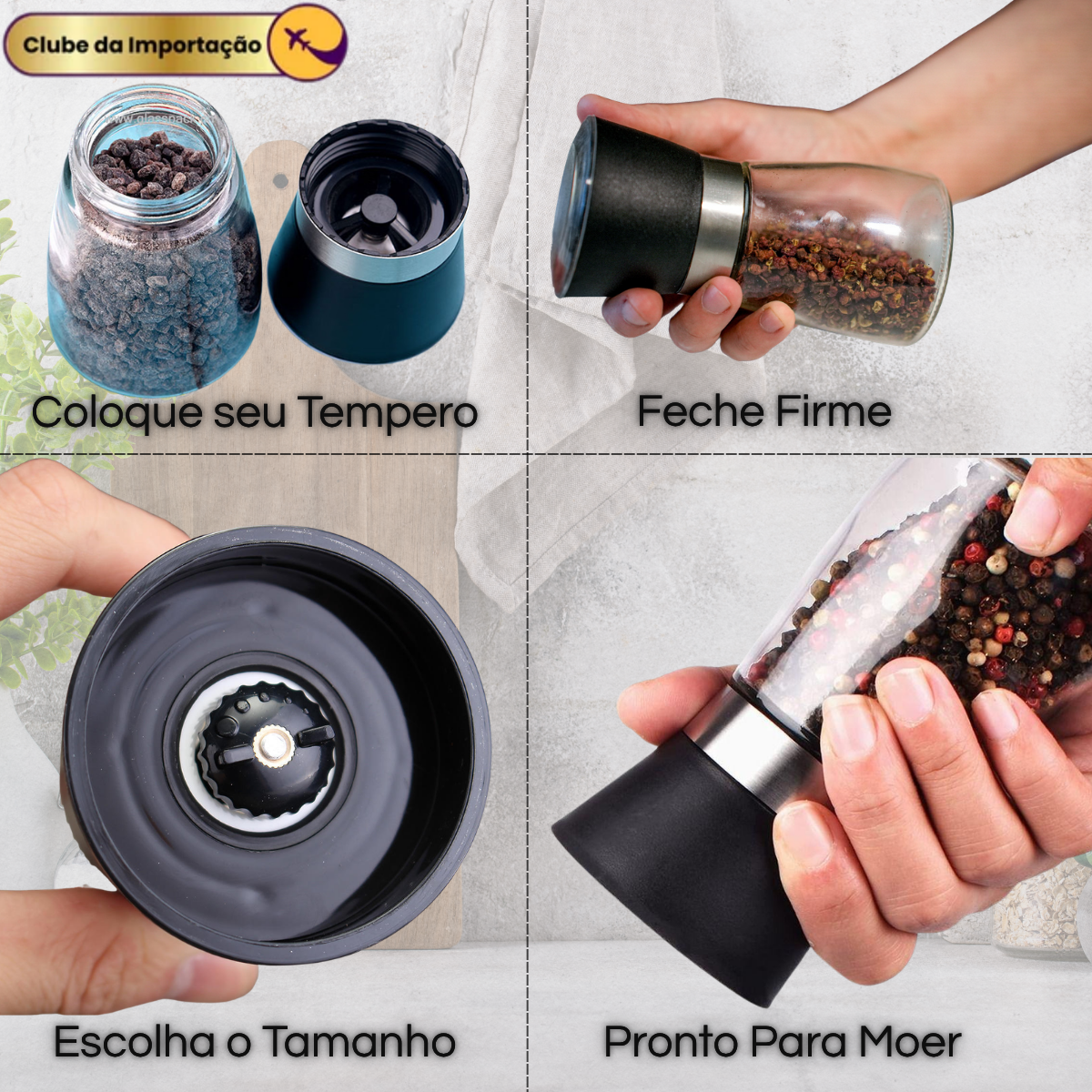 Moedor De Pimenta Manual De Cozinha Aço Inoxidável