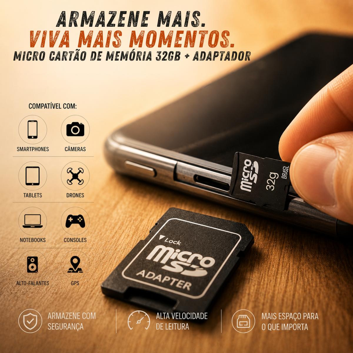 CARTAO DE MEMORIA + ADAPTADOR 32 GB