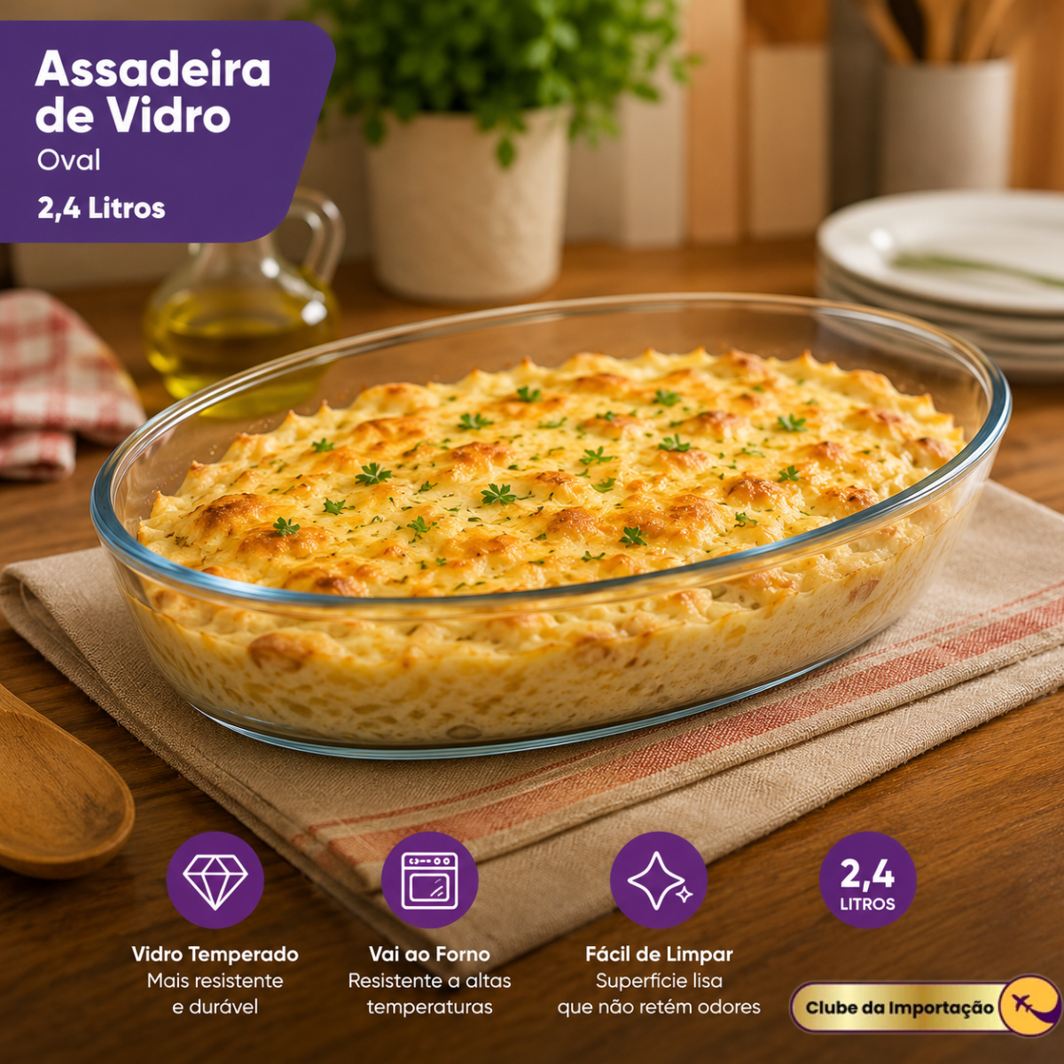 ASSADEIRA DE VIDRO 2,4L