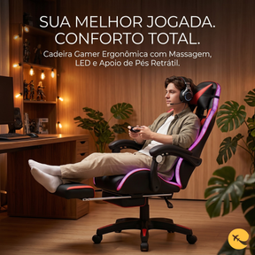 CADEIRA GAMER RGB/MASSAGEM Cobra VERMELHA