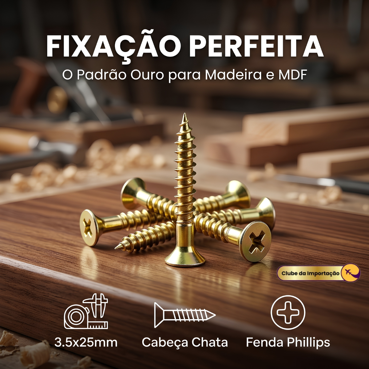 Parafuso Philips Cabeça Chata 100 pcs  3,5mm x 25mm