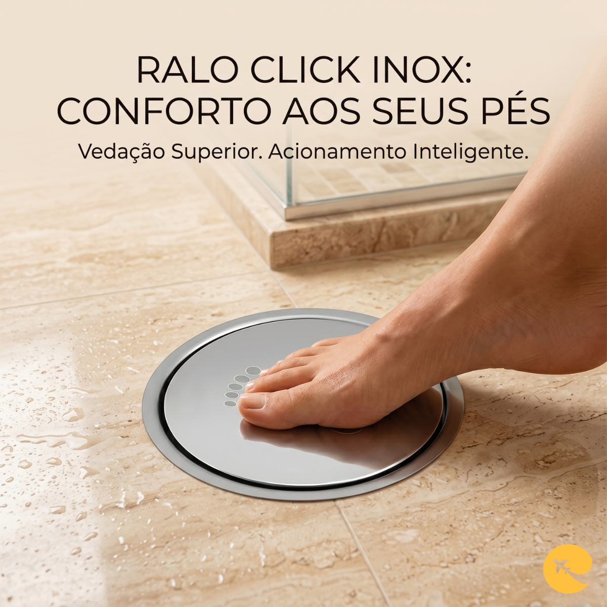 RALO DE BANHEIRO INOX 9,7 CM DE CLICK Redondo