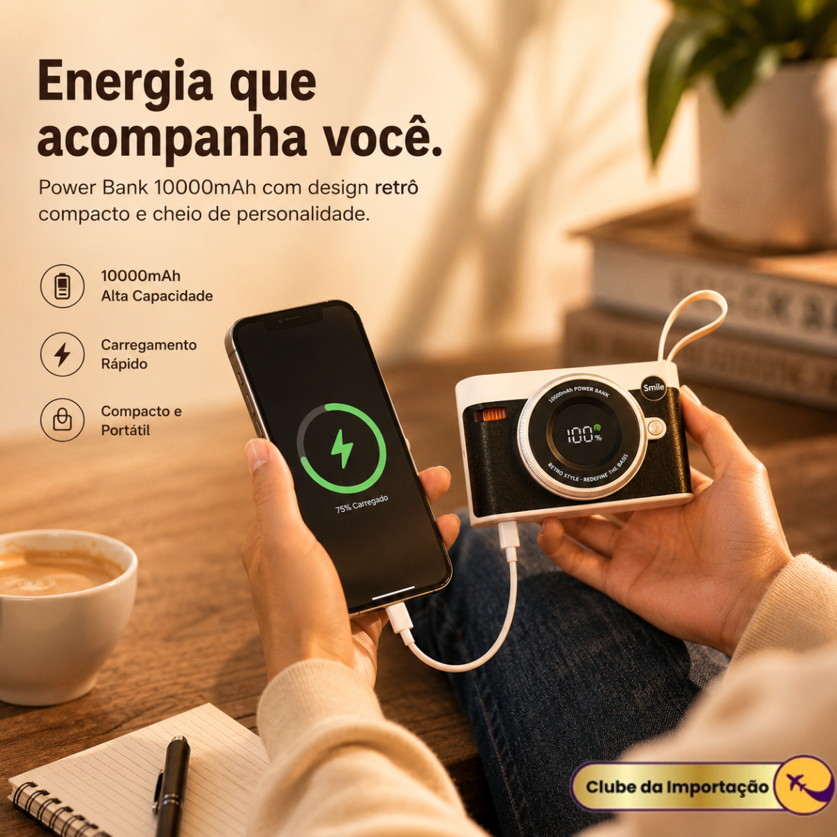 POWERBANK  EM FORMATO DE CAMERA