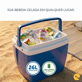CAIXA TERMICA 26 LITROS AZUL