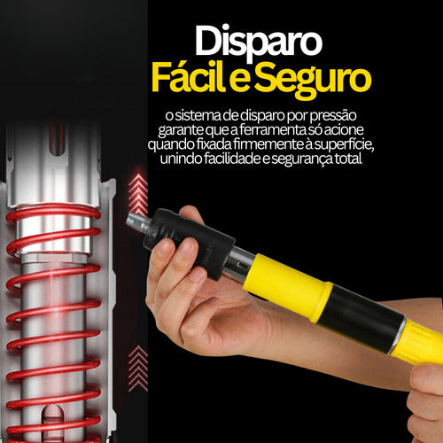 Pistola De Prego Fixa Pino Profissional Grampeia Parede, Aço