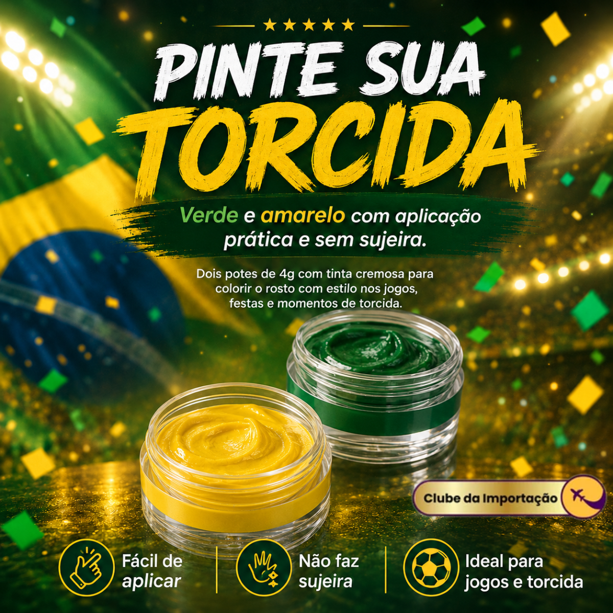 Tinta Pinta Rosto Copa Do Mundo Brasil Pintura Facial Fácil