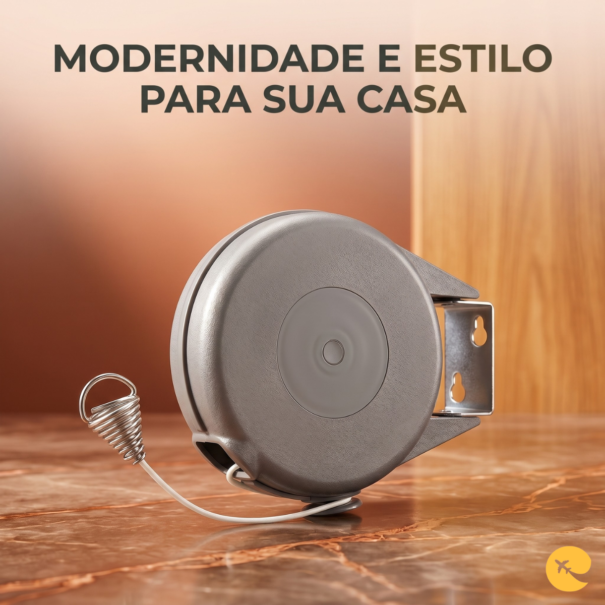 VARAL RETRATIL DE PAREDE COM CORDA