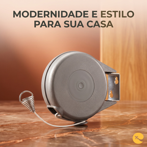 VARAL RETRATIL DE PAREDE COM CORDA