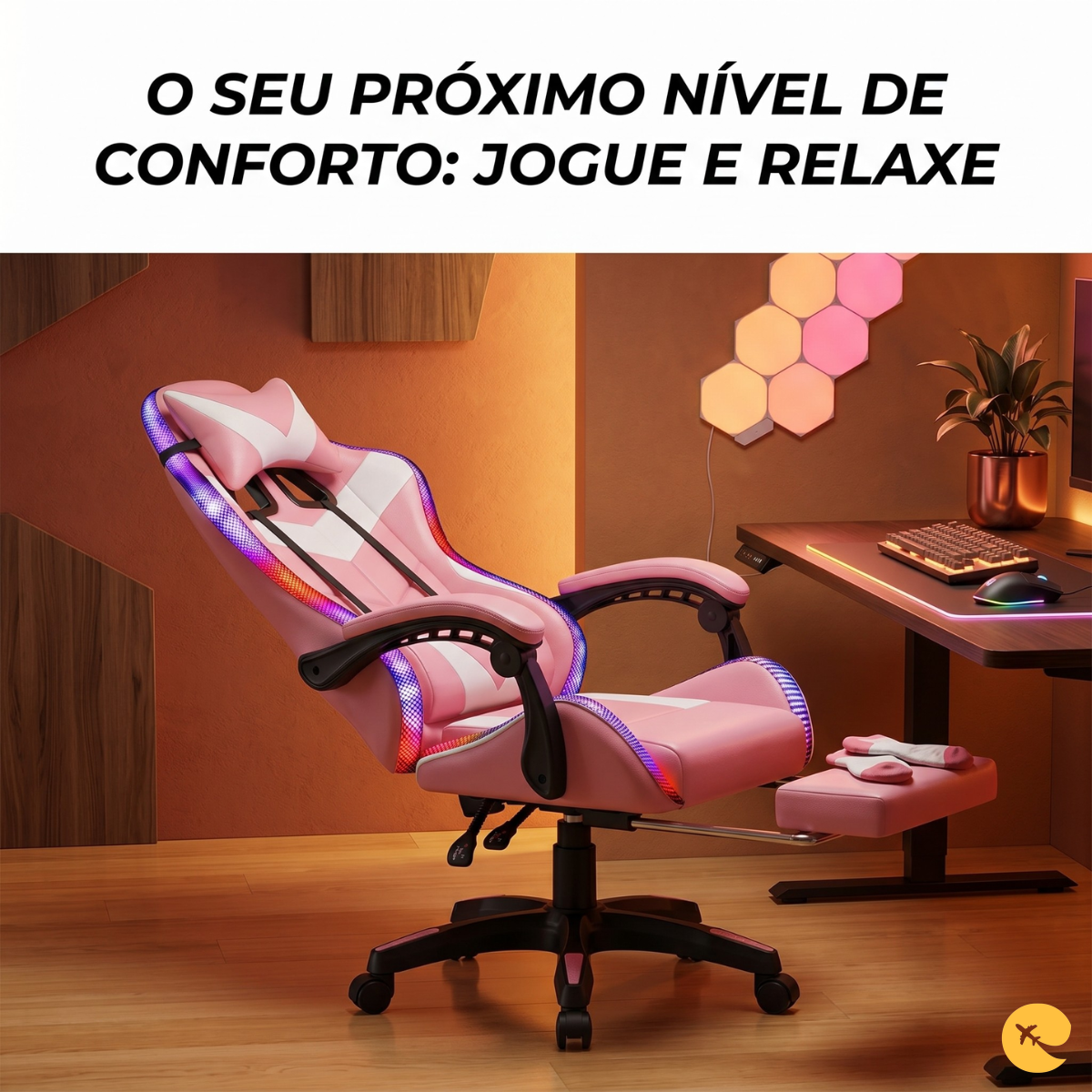 CADEIRA GAMER RGB/MASSSAGEM Cobra ROSA