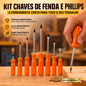 KIT CHAVE FENDA + PHILLIPS (08PCS)