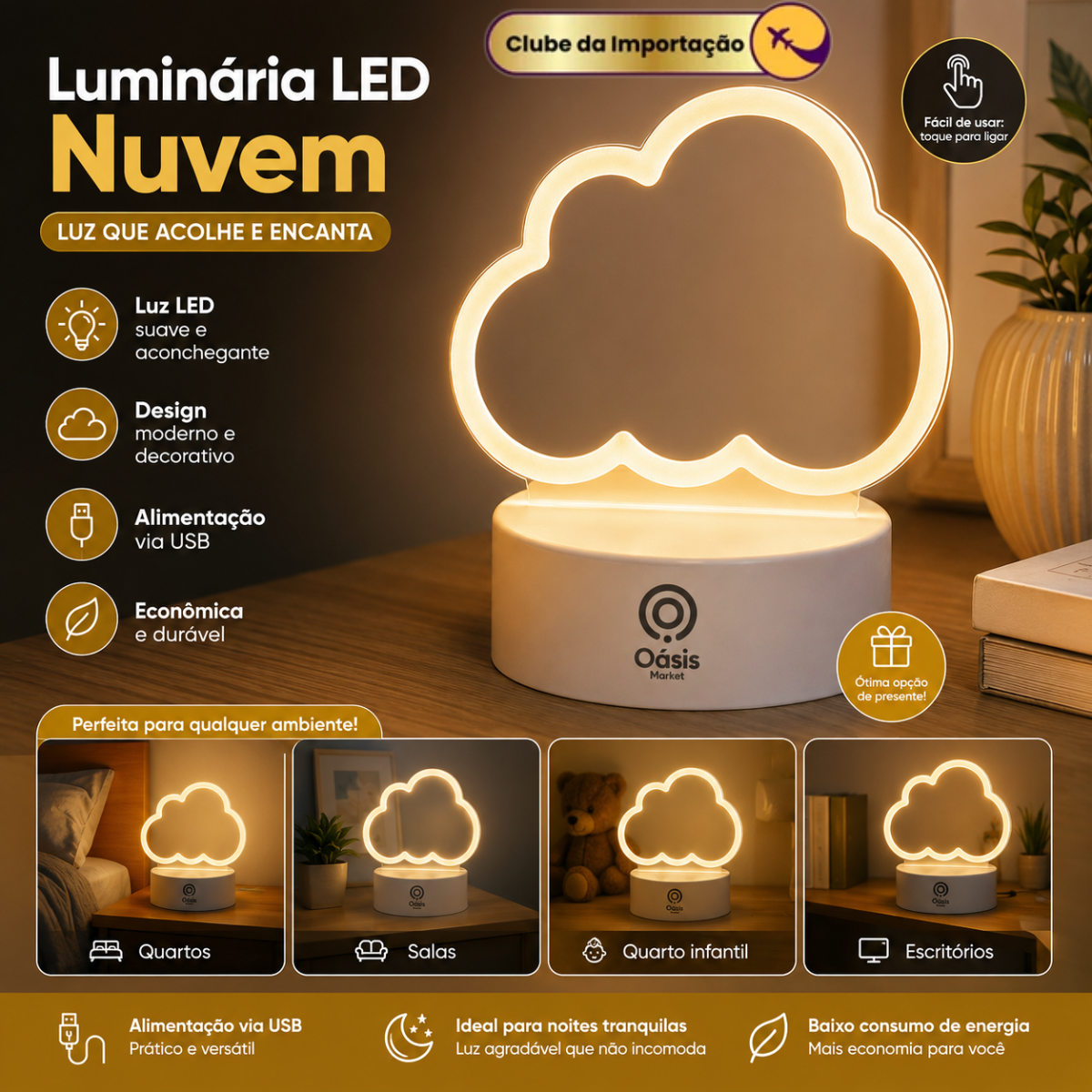 LUMINÁRIA DE PAINEL NUVEM