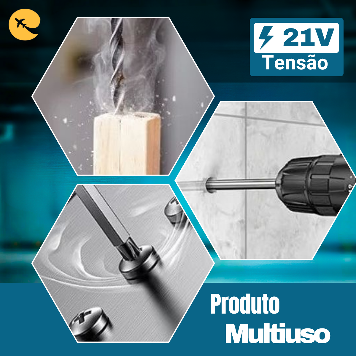 Super Parafusadeira Furadeira De Impacto Sem Fio Potente 21v