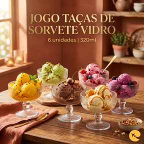 JOGO TAÇAS DE SORVETE VIDRO