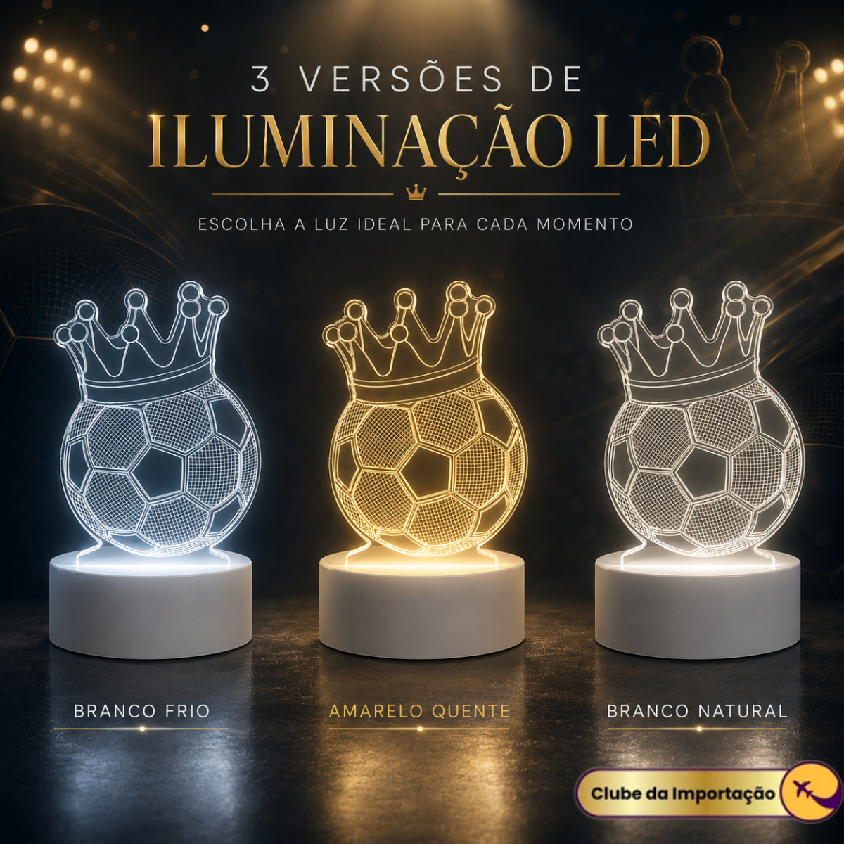 LUMINARIA LED BOLA DE FUTEBOL COM COROA