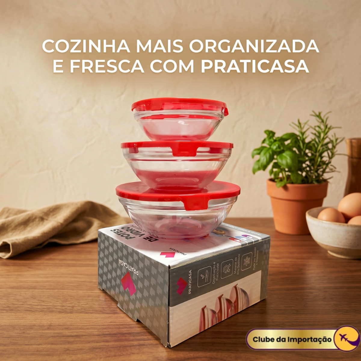POTES DE VIDRO COM TAMPA COLORIDA