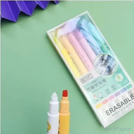 Marca Texto Apagável Tons Pastel Estojo com 6 cores - Marcador Mágico
