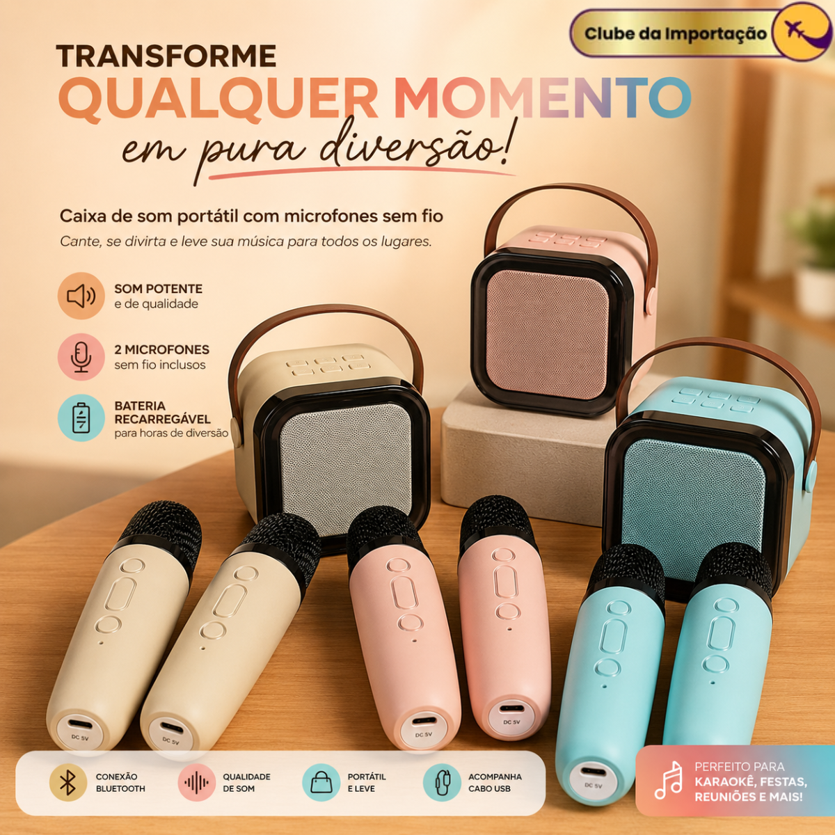 CAIXA DE SOM COM MICROFONE