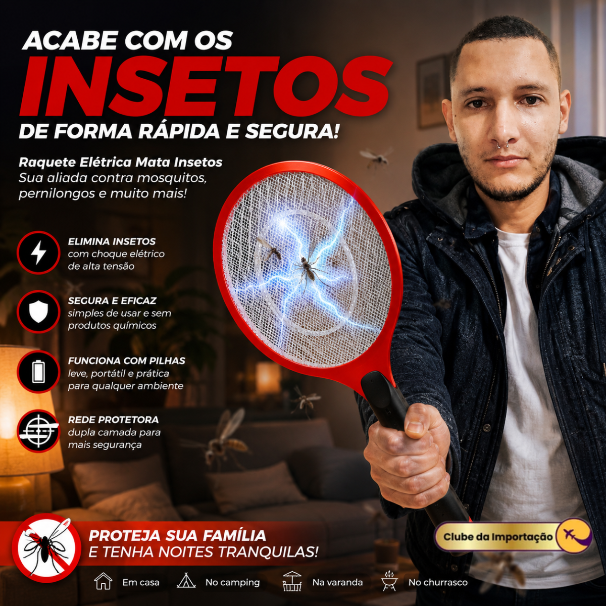 RAQUETE DE MOSQUITO