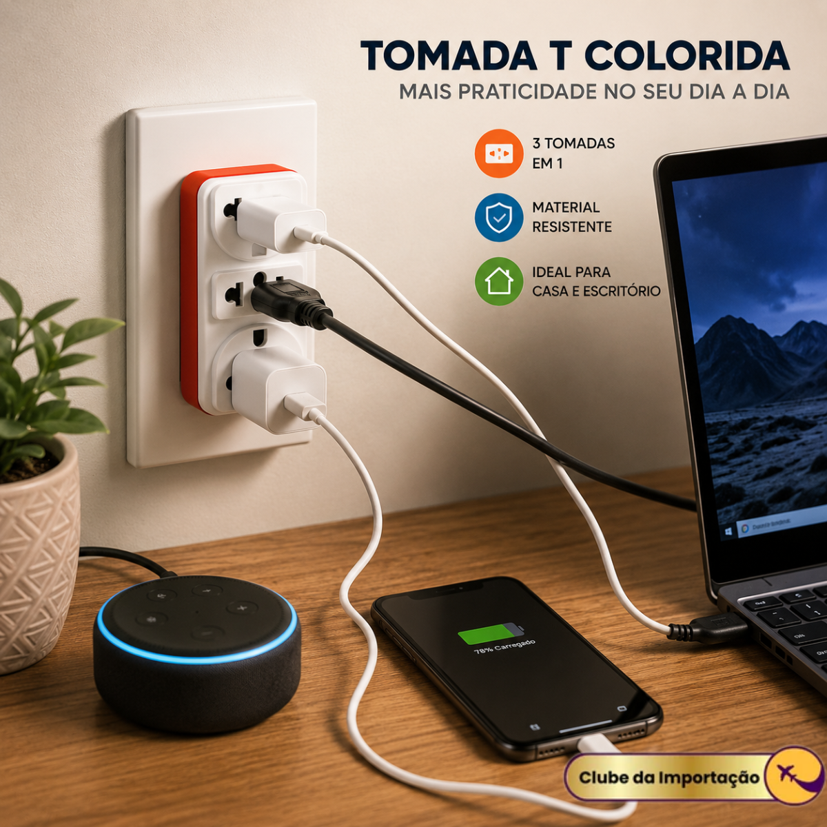 TOMADA T COLORIDO