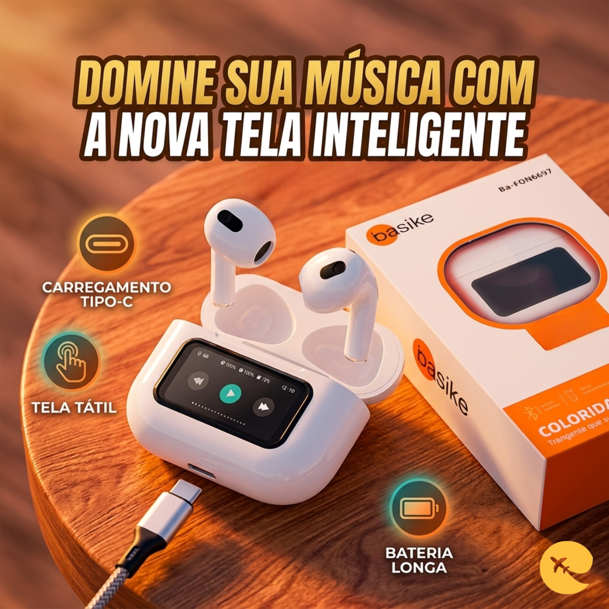FONE DE OUVIDO COM TELA