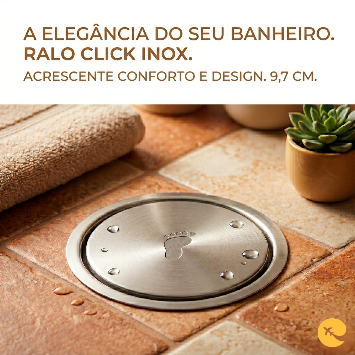 RALO DE BANHEIRO INOX 9,7 CM DE CLICK Redondo