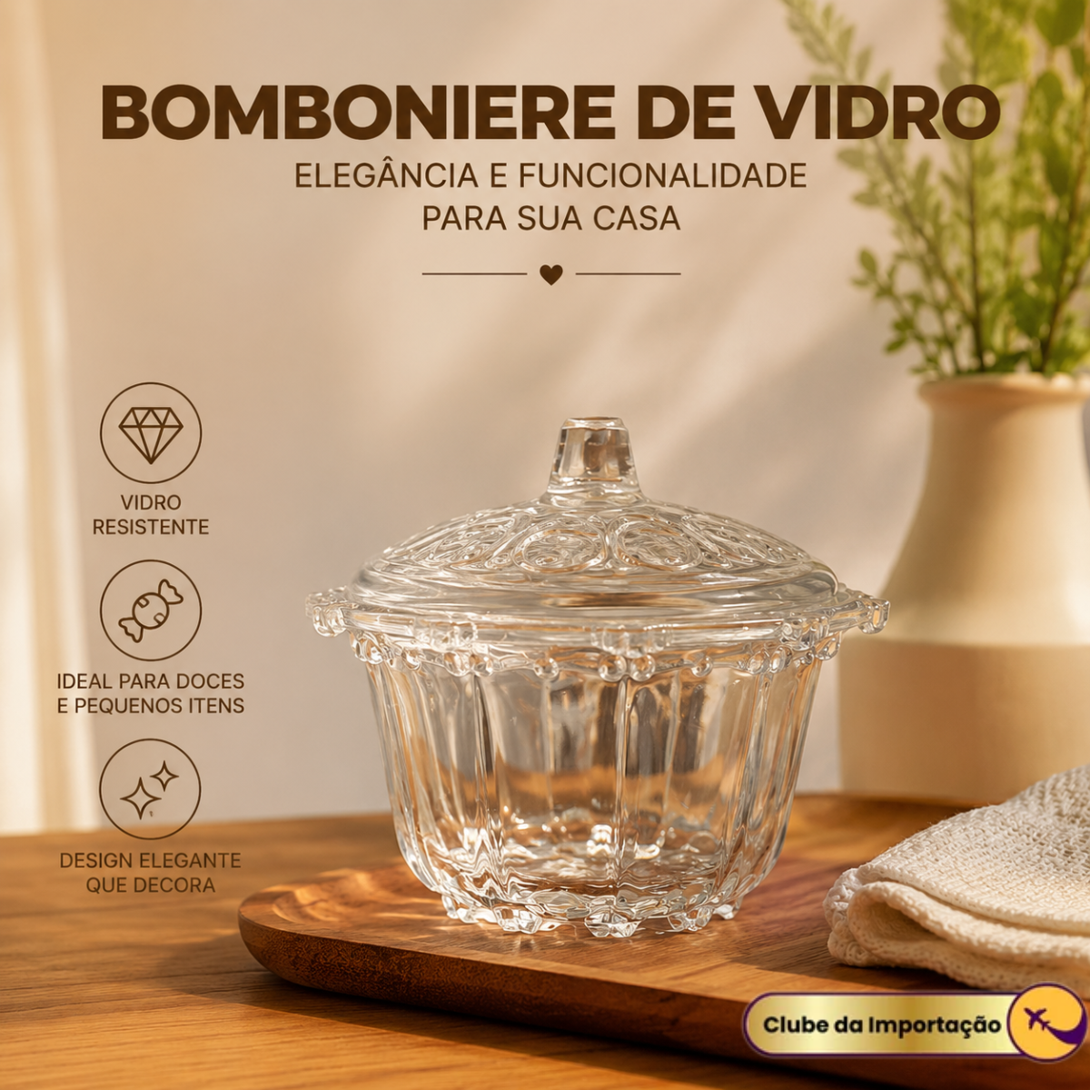 BOMBONIERE DE VIDRO 120MM