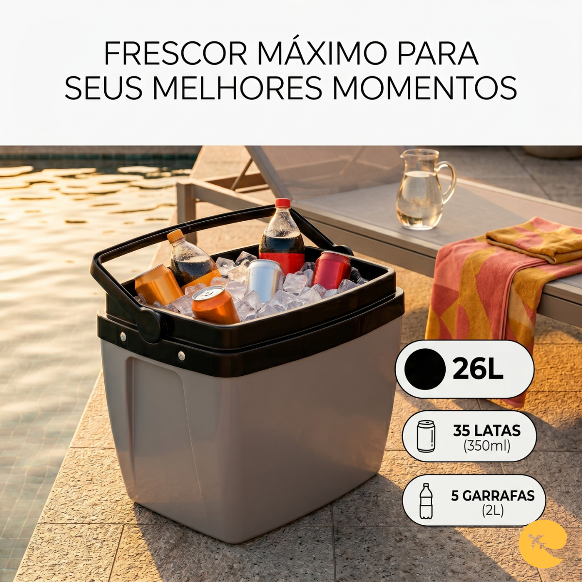 CAIXA TERMICA 26 LITROS CINZA C PRETO