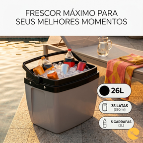 CAIXA TERMICA 26 LITROS CINZA C PRETO
