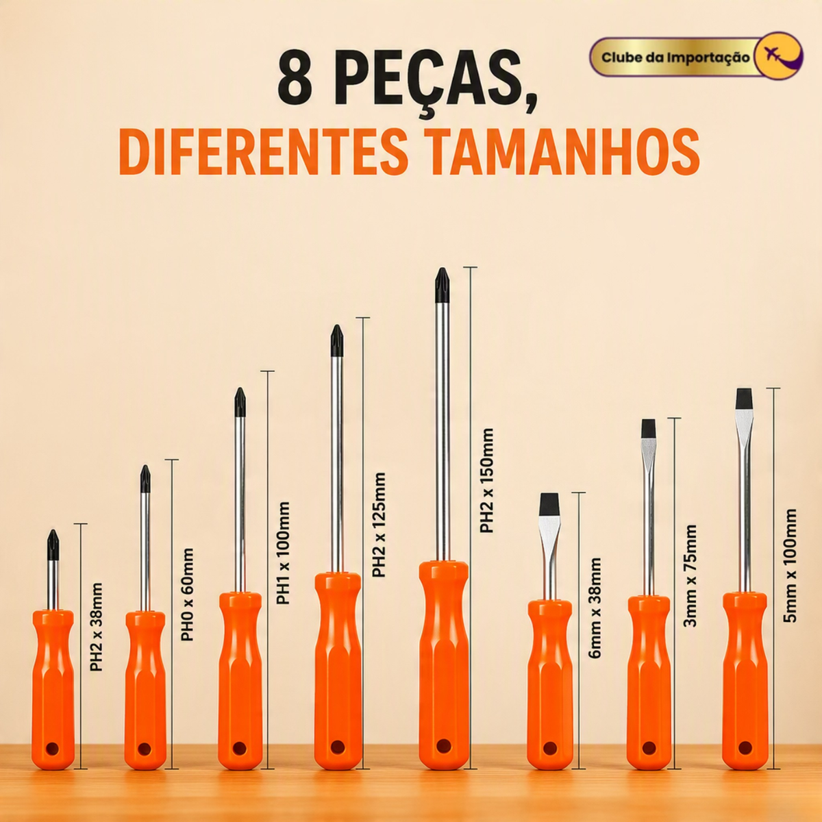 KIT CHAVE FENDA + PHILLIPS (08PCS)