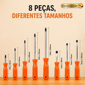 KIT CHAVE FENDA + PHILLIPS (08PCS)