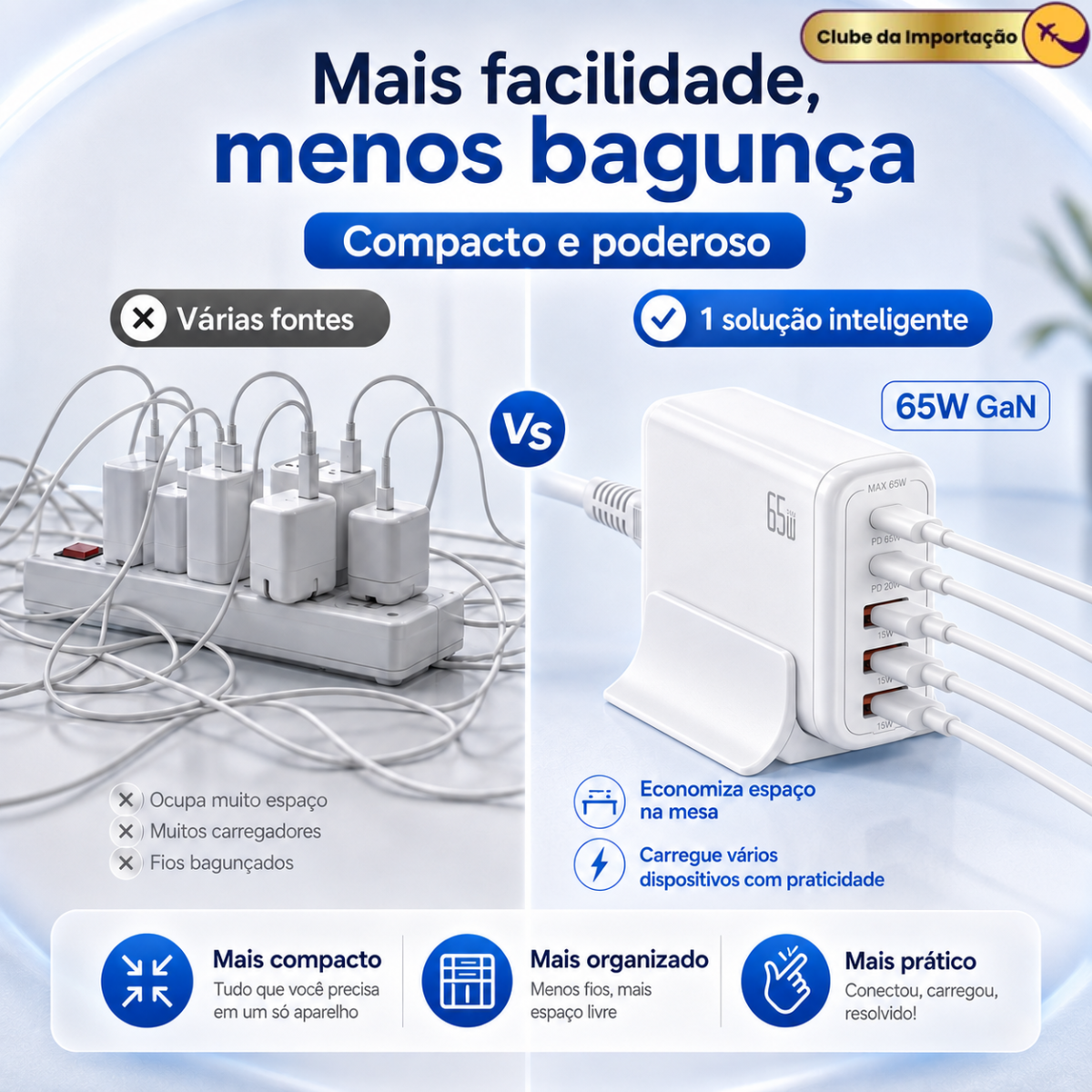 Fonte Estação De Carga Para Macbook E Notebook Galaxy Book Branco