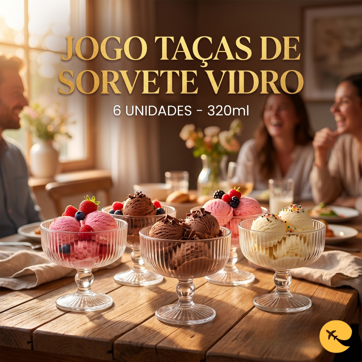 JOGO TAÇAS DE SORVETE VIDRO
