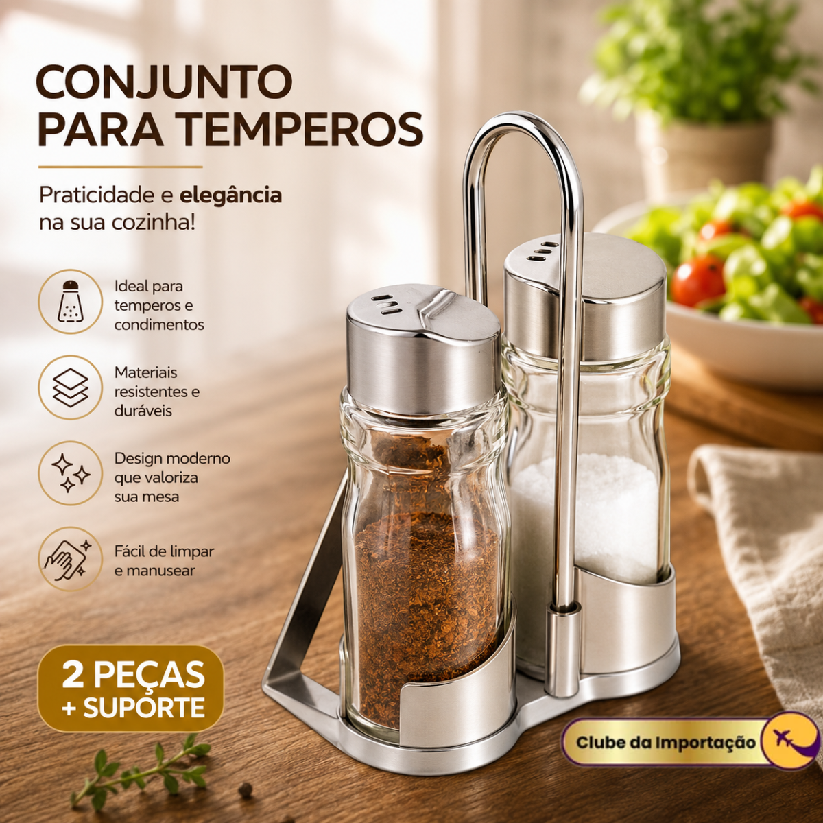 Galheteiro 2Pçs De Plastico E Vidro