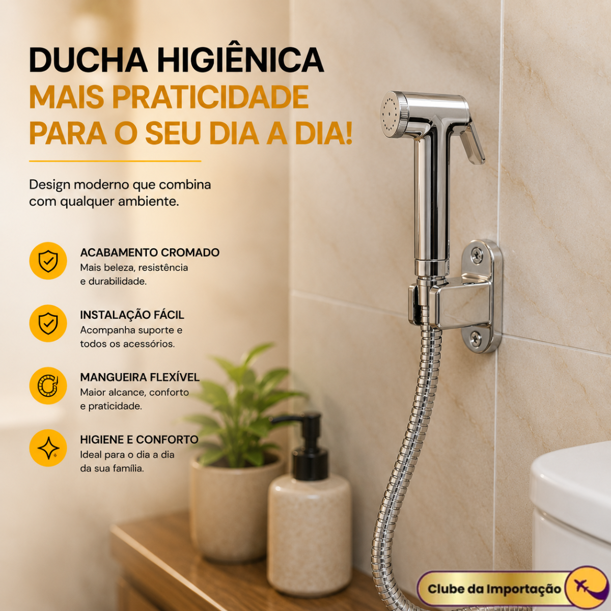 DUCHA HIGIÊNICA 120 CM EM INOX
