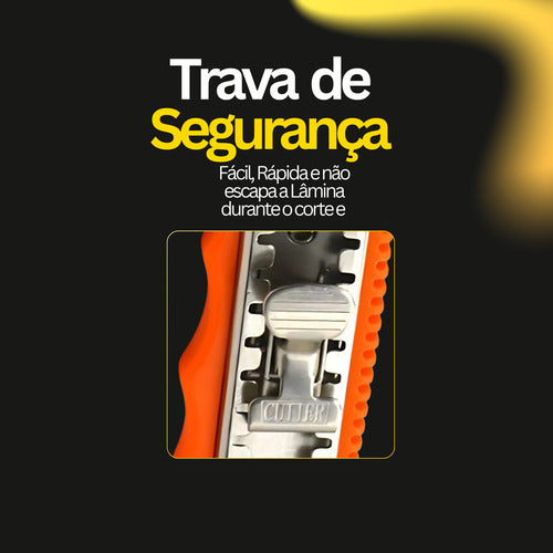 Estilete De Metal Largo Profissional 18mm Trava De Segurança