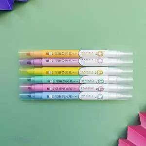 Marca Texto Apagável Tons Pastel Estojo com 6 cores - Marcador Mágico
