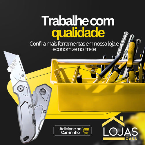 Estilete Dobrável Portátil 5 Lâminas Profissional Leve Bolso