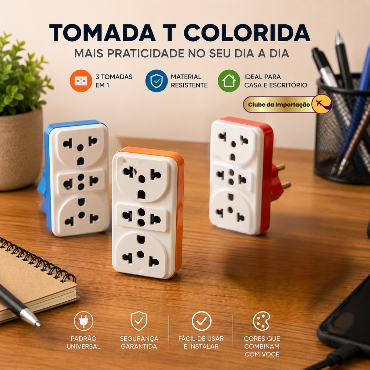 TOMADA T COLORIDO