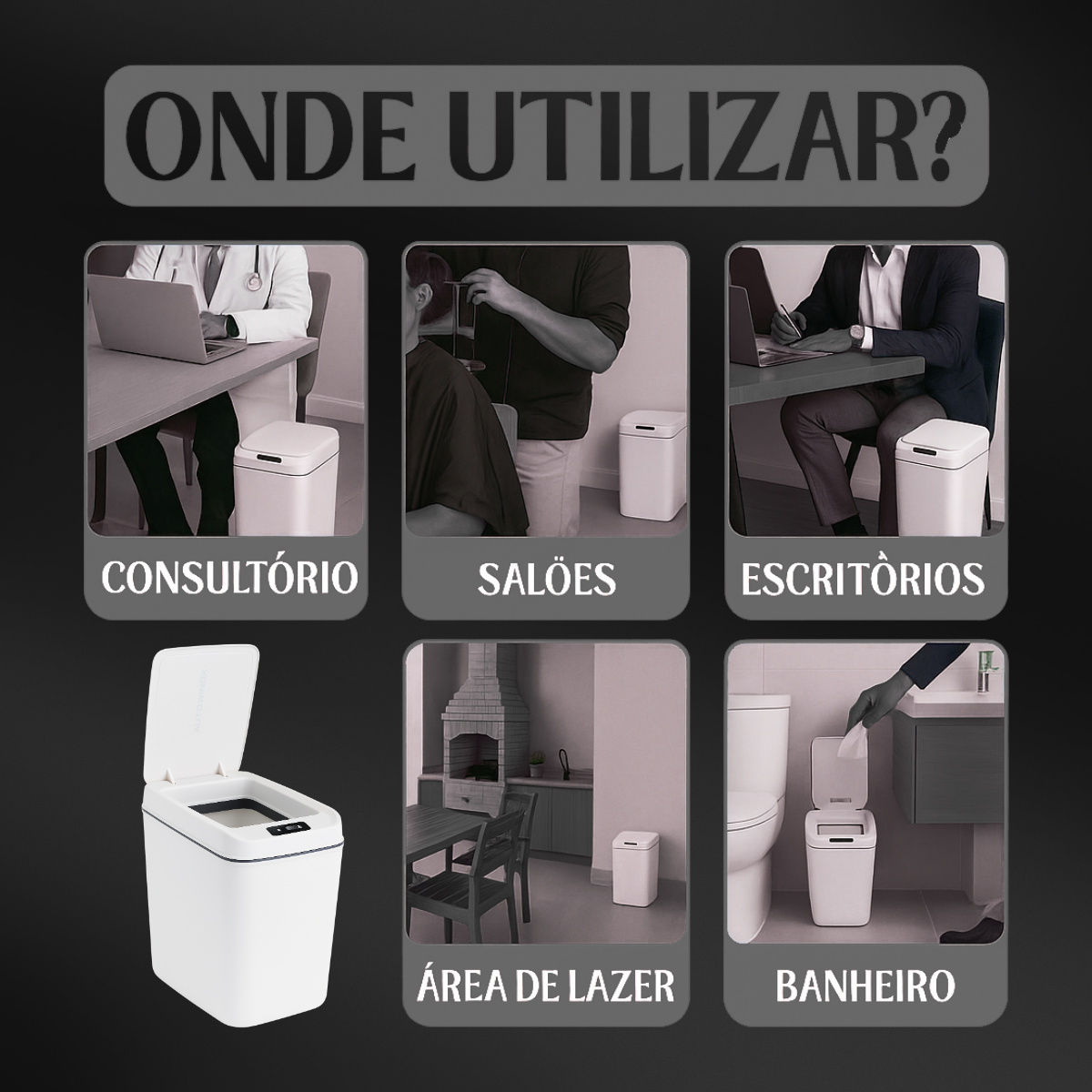 Lixeira Automática 15 Litros Com Sensor Abre E Fecha Sozinha