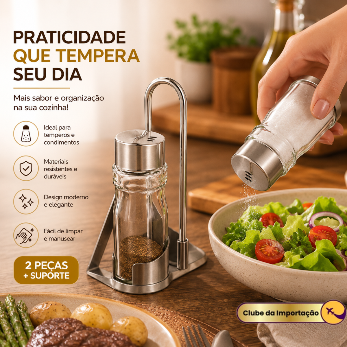 Galheteiro 2Pçs De Plastico E Vidro