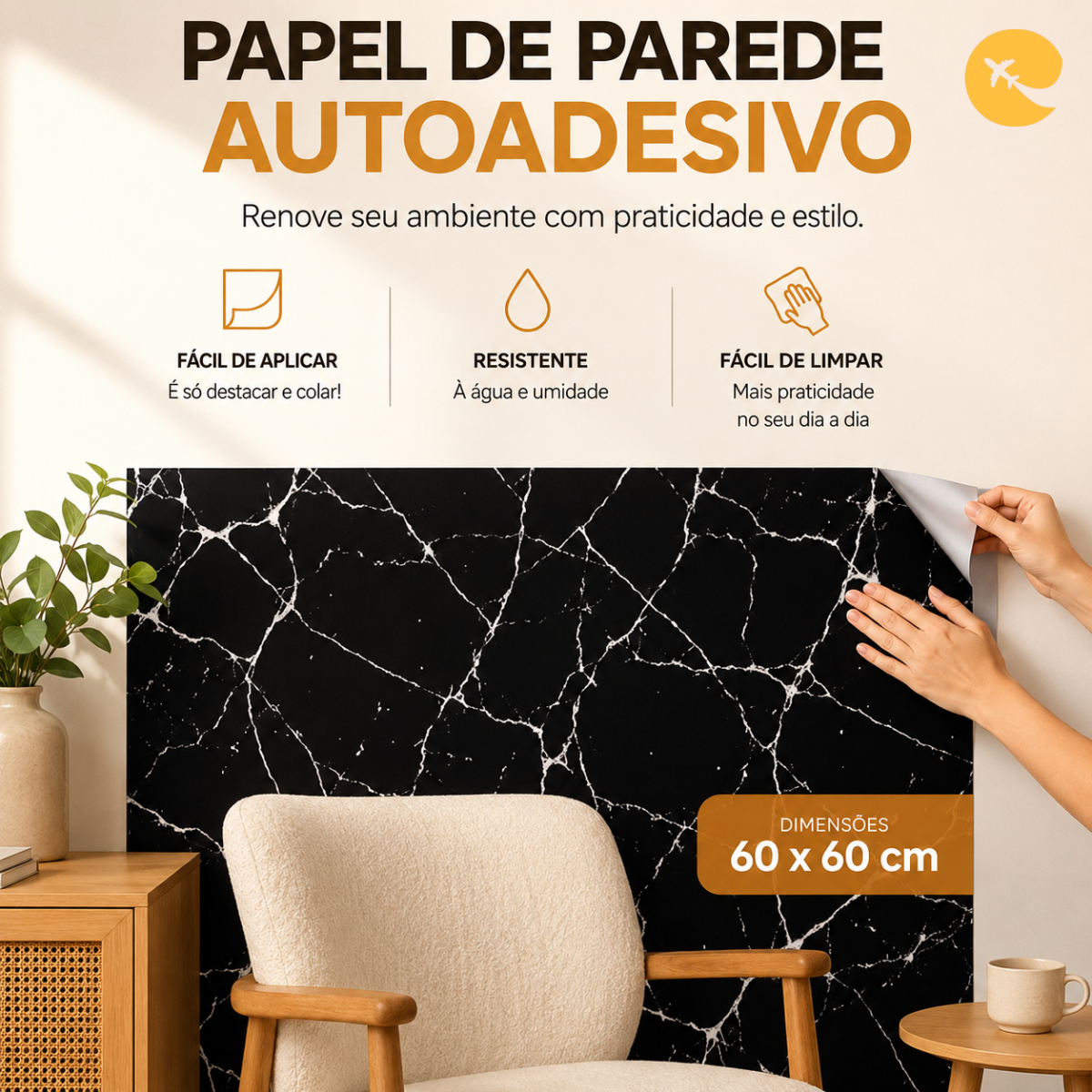 PAPEL DE PAREDE AUTOADESIVO  60x60cm