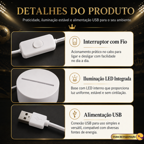 LUMINARIA LED BOLA DE FUTEBOL COM COROA
