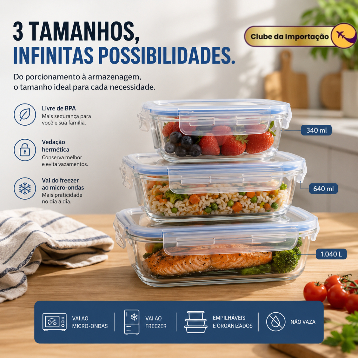 CONJUNTO DE POTES HERMETICOS