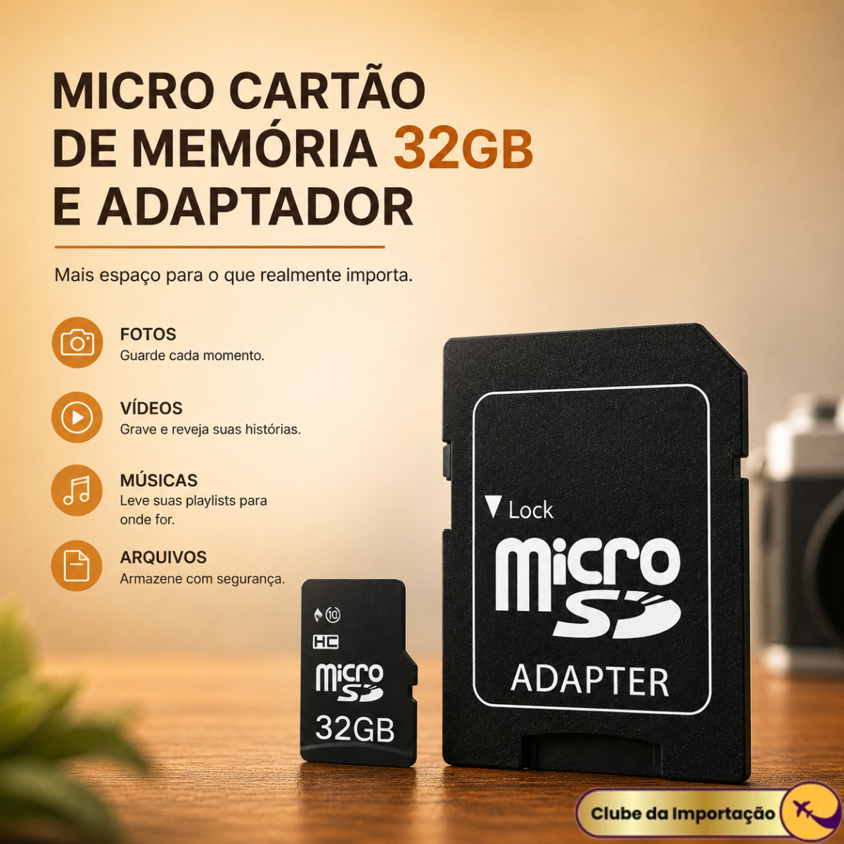 CARTAO DE MEMORIA + ADAPTADOR 32 GB