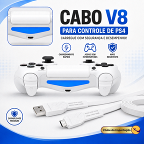 Cabo Carregador Micro Usb V8 Resistente Estilo Gamer - BRANCO