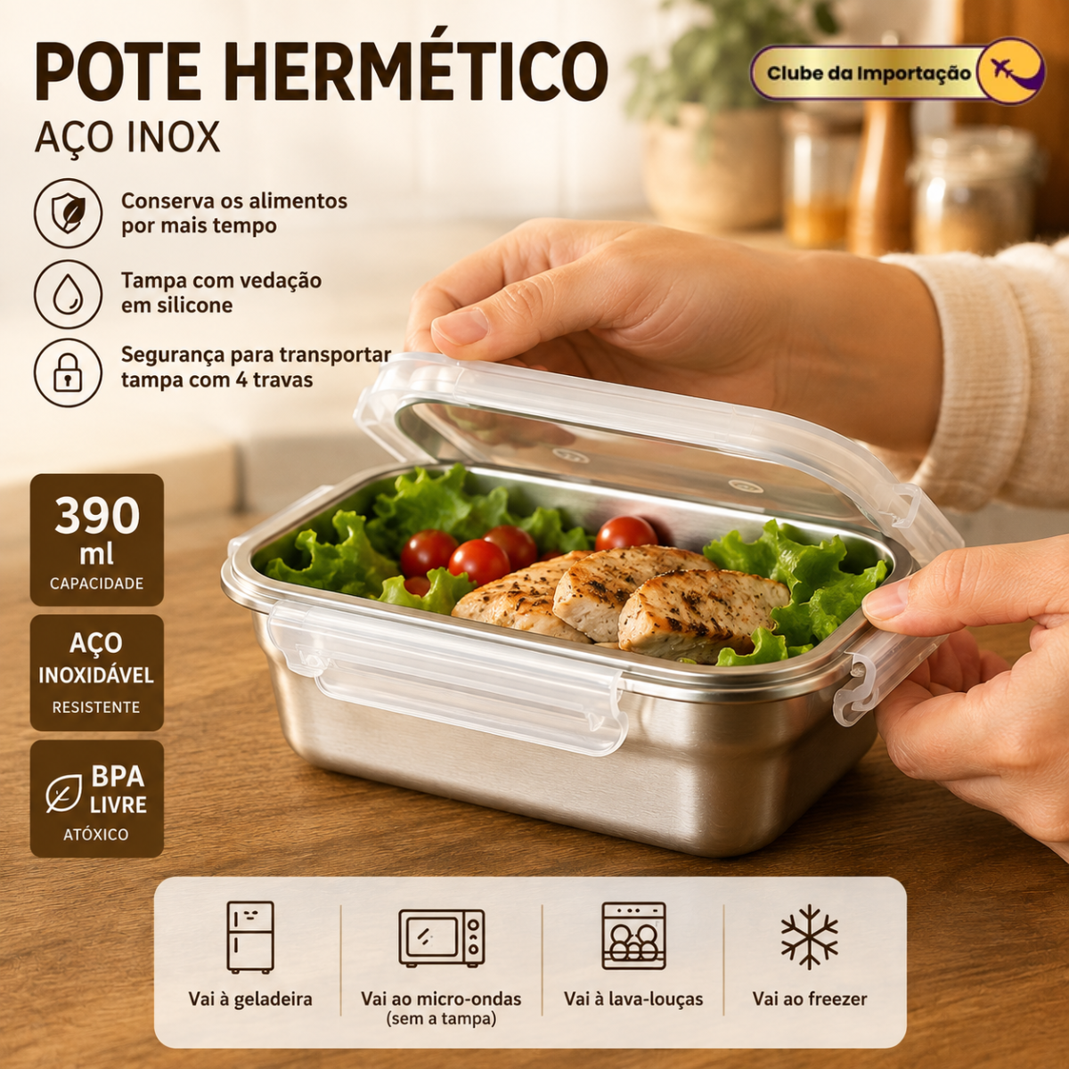 POTE HERMÉTICO AÇO INOX  390ML